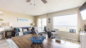 Smart TV, fireplace, video games, DVD player