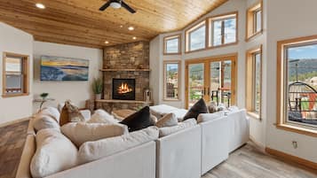 Smart TV, fireplace, video games, foosball