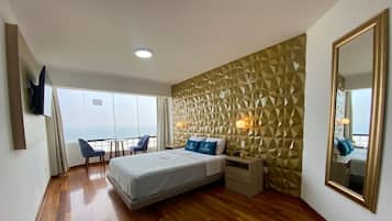 Deluxe Double Room, 1 Queen Bed, Beach View | Down duvets, in-room safe, free WiFi, bed sheets