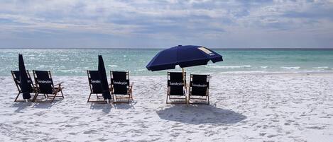 Beach nearby, sun-loungers