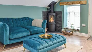 TV, fireplace