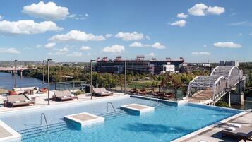 Ulkouima-allas, aurinkovarjoja, aurinkotuoleja