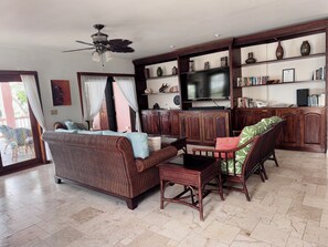 Smart TV, DVD player, books