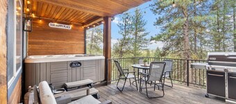Mountain Modern Sunny Chalet with hot tub and back deck with views.
