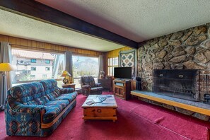 Fernseher, Kamin, DVD-Player