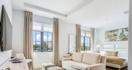 Contemporary dog-friendly studio with central AC and washer/dryer