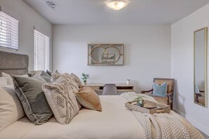 3 bedrooms, desk, iron/ironing board, travel cot