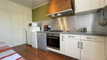 Fridge, microwave, oven, dishwasher