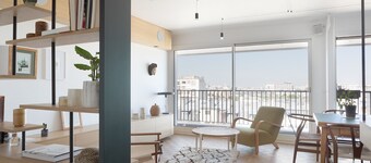 Amazing view on Paris, balcony and modern apartment