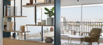 Amazing view on Paris, balcony and modern apartment