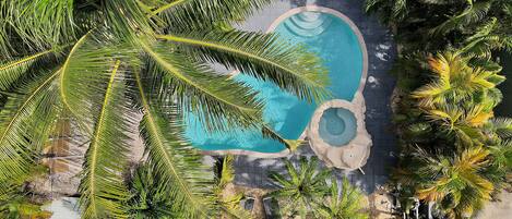 Una piscina al aire libre, una piscina climatizada