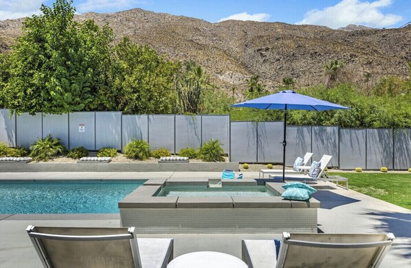 Outdoor pool - A+ LOCATION close to downtown in the quiet Mesa enclave! Hot Tub. Fire Pit. (Palm Springs)