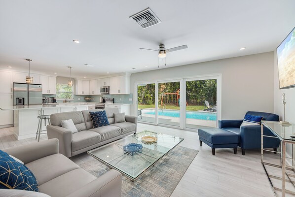 Smart TV, foosball, books