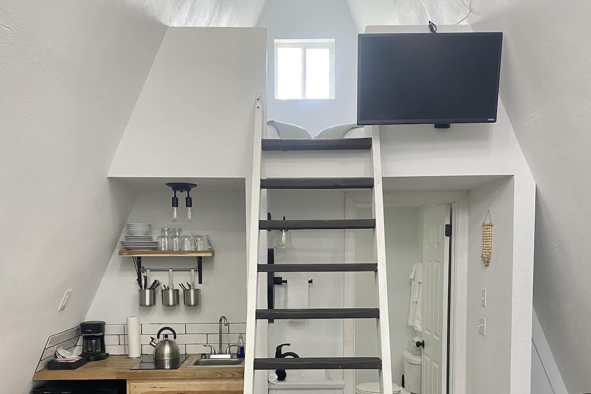 A-Frame Cabin | 1 bedroom, desk, laptop workspace, blackout curtains
