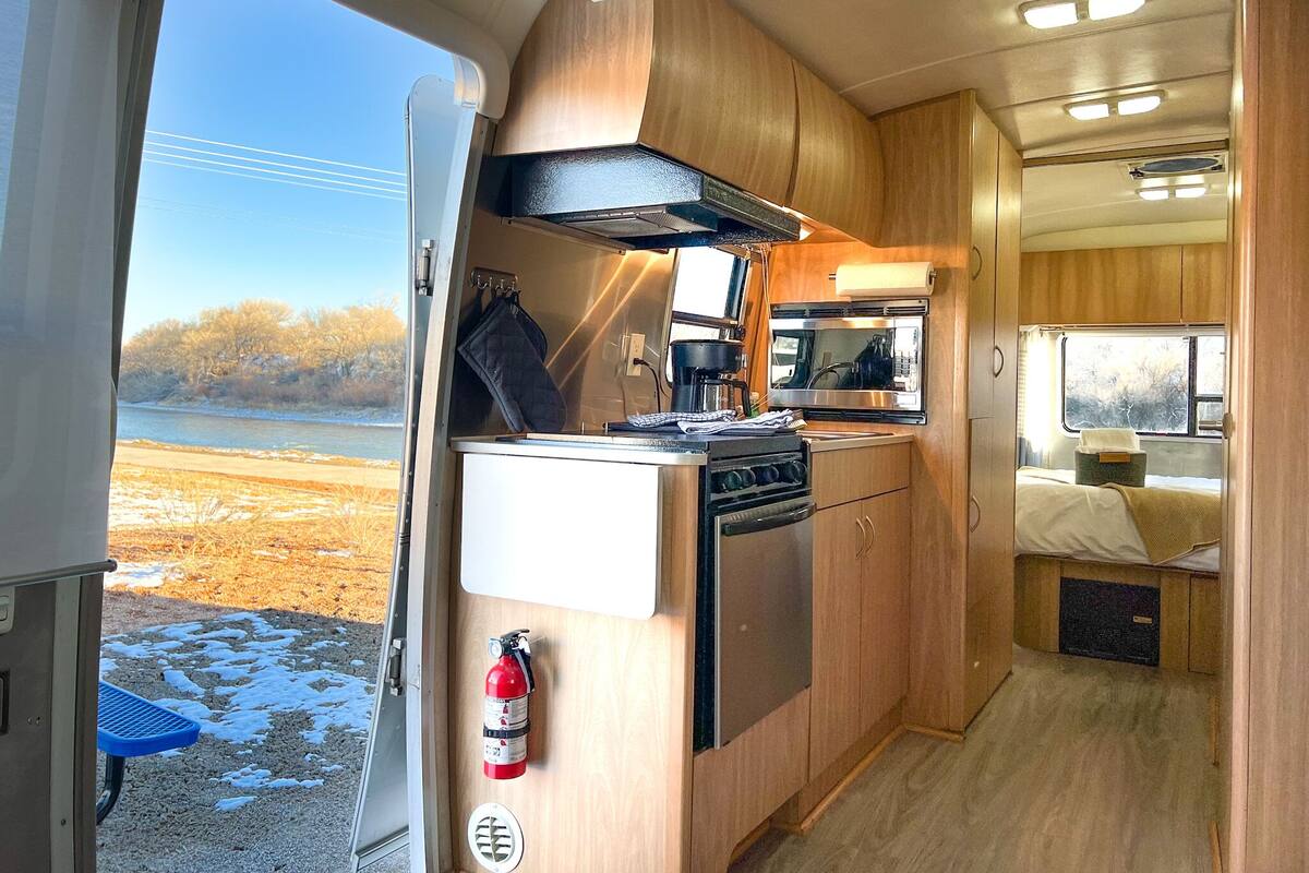 Vintage Airstream on the Colo River (1) | Private kitchen | Shared fridge
