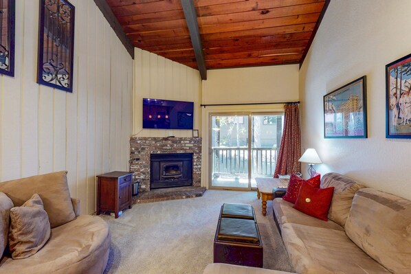TV, fireplace, table football, ping pong