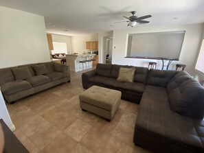 Smart TV, fireplace, computer monitors