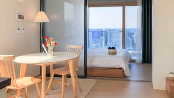 Studio W | Premium bedding, memory-foam beds, desk, laptop workspace