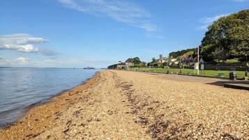 On the beach, beach towels