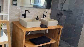 Shower, soap, toilet paper