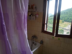 Apartment | Bathroom | Combined shower/bathtub, deep-soaking bathtub, hair dryer, bidet