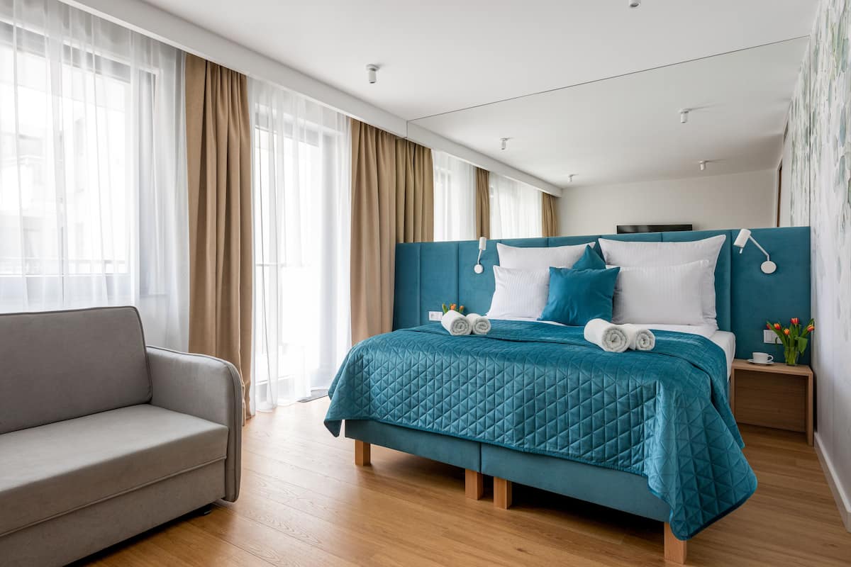 Suite monolocale Premier | 1 camera, biancheria da letto di alta qualità, materassi in memory foam