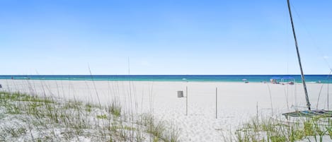 On the beach, white sand