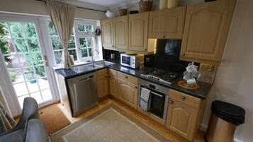 Fridge, microwave, oven, electric kettle