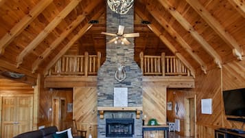 Smart TV, fireplace, DVD player, foosball