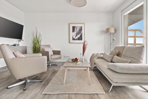 Télévision, cheminée, chaîne hi-fi