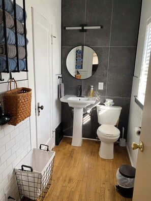 Hair dryer, towels