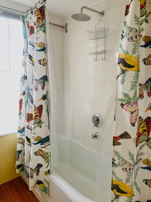 Ensemble douche/baignoire, sèche-cheveux, serviettes fournies, savon