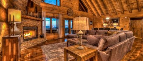 TV, fireplace, computer monitors