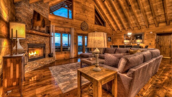 TV, fireplace, computer monitors