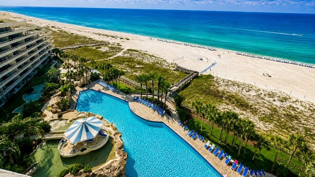 A resort with a pool, beach, and ocean view. - Eden W 903 A remodeled beautiful 1 Bedroom 2 Bath Gulf Front Condo with Stunning Views! (Pensacola)