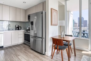 Fridge, microwave, oven, dishwasher