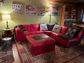 Smart TV, fireplace, video games, DVD player