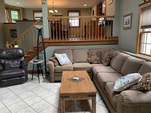 TV - Experience spacious comfort at Open Hearth, a 5-bedroom retreat in Ferry Beach, Saco, ME. (Saco)