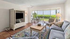 TV, offices - Steps to the Sand: Gulfside 2BR at Whitney Beach w Pool & Sunset Views by RVA (Longboat Key)