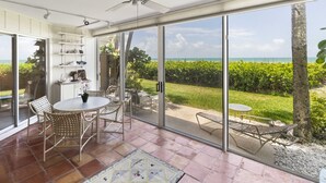 Outdoor dining - Steps to the Sand: Gulfside 2BR at Whitney Beach w Pool & Sunset Views by RVA (Longboat Key)