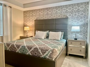 2 bedrooms, iron/ironing board, travel crib, WiFi