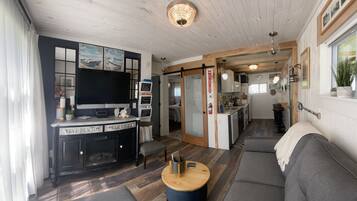 TV, fireplace, DVD player, books