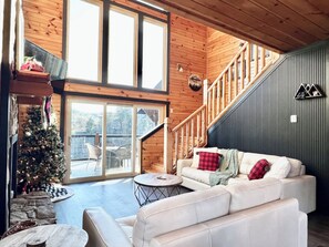 Smart TV, fireplace, video games, foosball