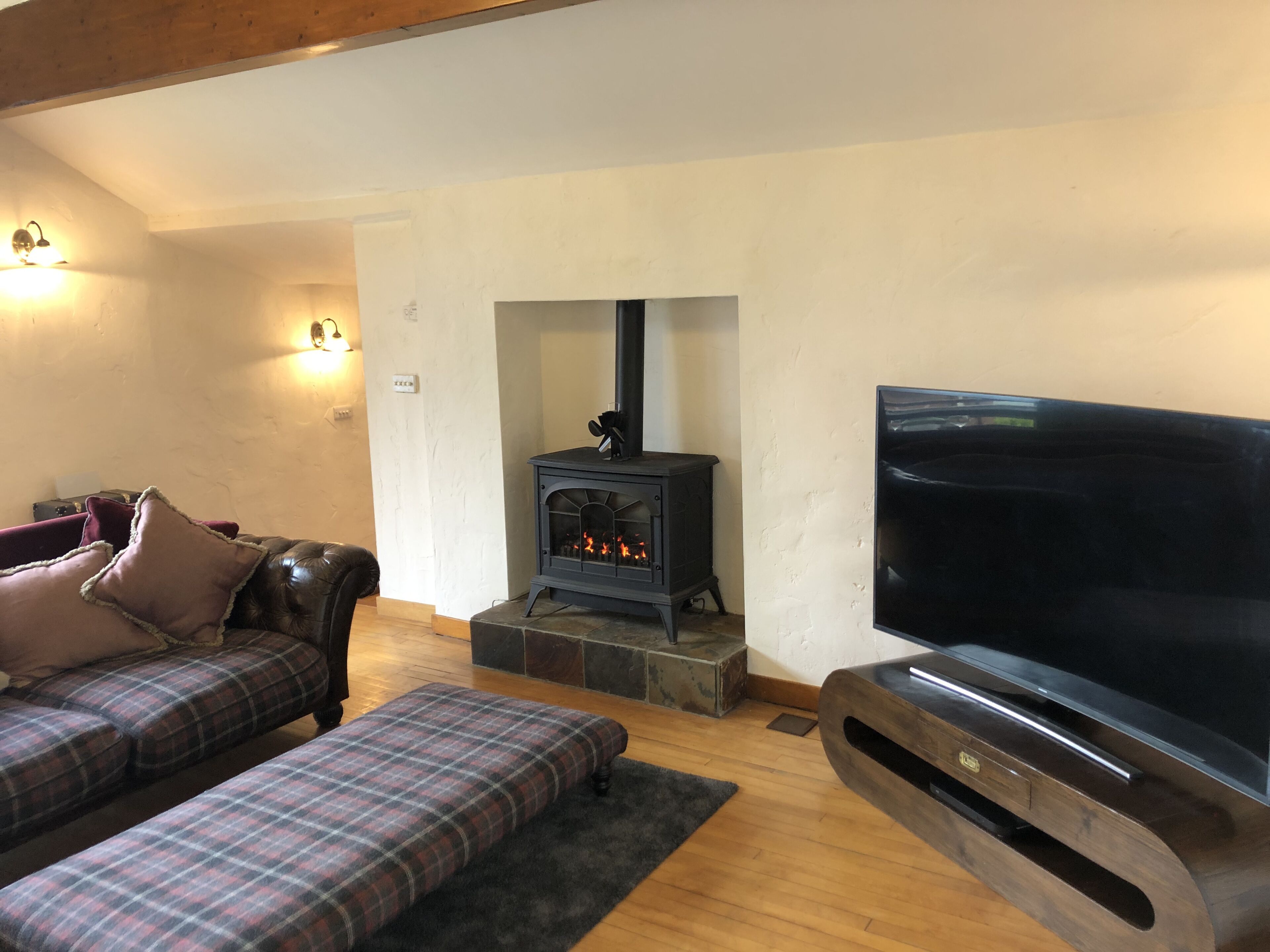 Smart TV, fireplace, printers