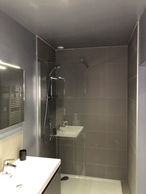 Shower, hair dryer, towels, soap - Gîte Pur-Sang (domaine de la Marchandaie) - 3 stars (Angrie)