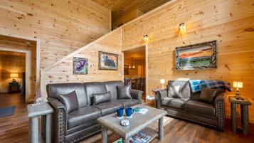 Smart TV, fireplace, video games, DVD player