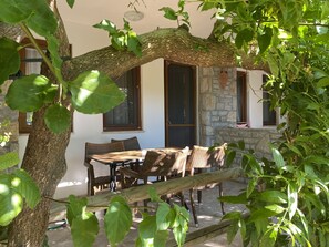 Basic Apartment, 1 Double Bed with Sofa bed, Garden View | Terrace/patio - Belfin Pansiyon (Datça)