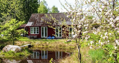 Cottage by the pond in Bolmen, near the lake, canoe,sauna playhouse bicycles, Wi-FI
