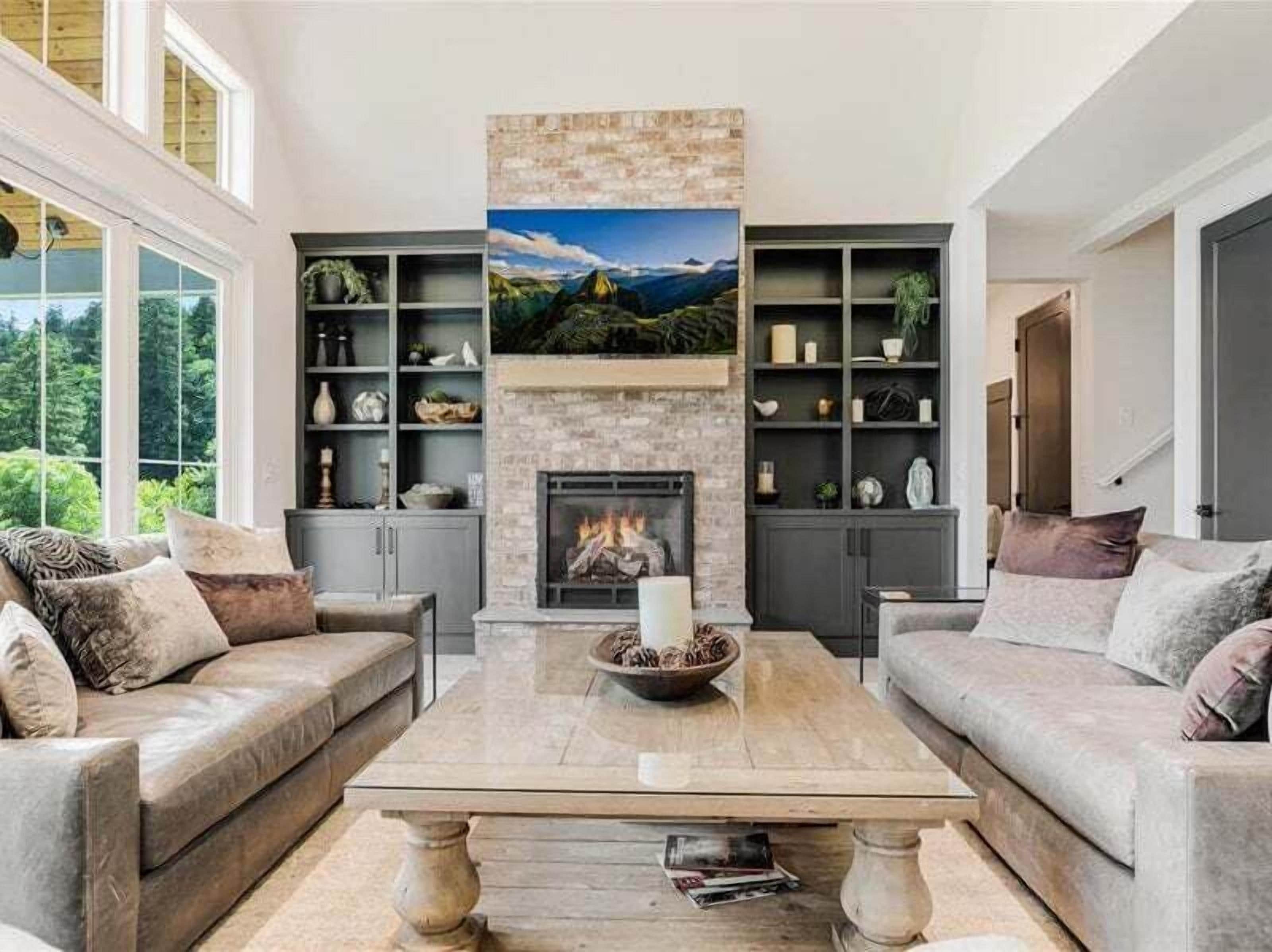 TV, fireplace, offices, computer monitors