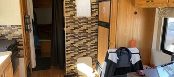 Class A motor home on large lot
